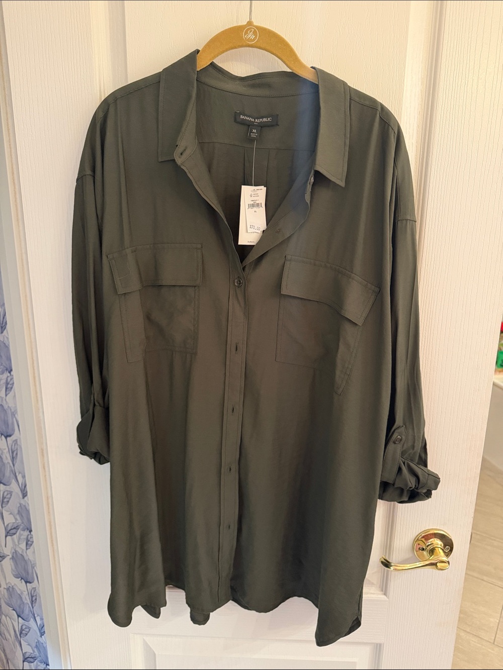 Banana Republic Olive Green Button-Down Utility Shirt